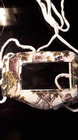 Raccoons, squirrels, birch trees print face mask