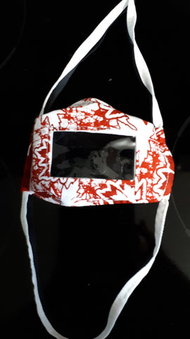 Red/White maple leaf print face mask